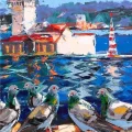 Tower Dancing with the Birds Oil Painting | Simurg Art Gallery