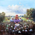 Women Picking Cotton Oil Painting