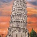 Pisa Kulesi Yağlı Boya Tablosu