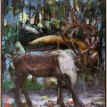 Raindeer Oil Painting