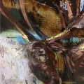 Raindeer Oil Painting