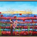 Renkli Gelincik Tarlası Yağlı Boya Tablosu