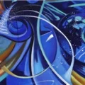 Abstract Dreams in Navy Blue Oil Painting