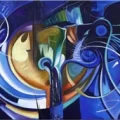 Abstract Dreams in Navy Blue Oil Painting