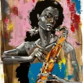 Saksofoncu Yağlı Boya Tablosu