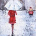Istiklal Under the Umbrella Oil Painting