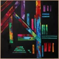 Abstract Colored Lines Oil Painting | Simurg Art Gallery