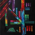 Abstract Colored Lines Oil Painting | Simurg Art Gallery