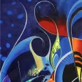 Abstract Night Blue Oil Painting