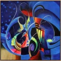 Abstract Night Blue Oil Painting