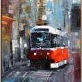 Tram Line Oil Painting