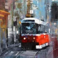 Tram Line Oil Painting