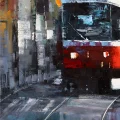 Tram Line Oil Painting