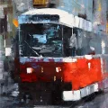 Tram Line Oil Painting