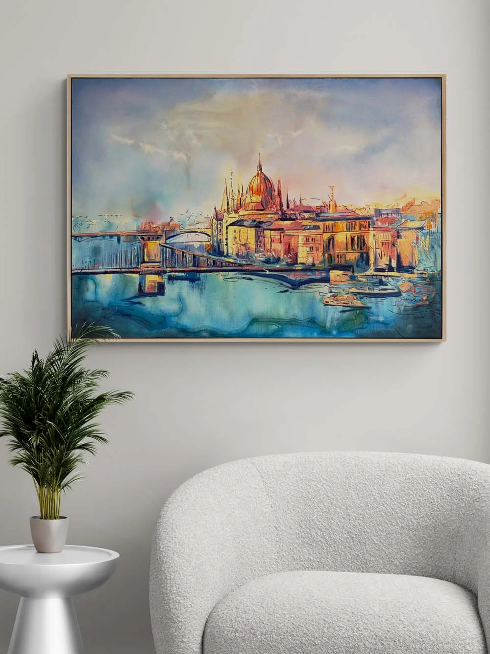 Fırça Darbelerinde Budapeşte Yağlı Boya Tablosu