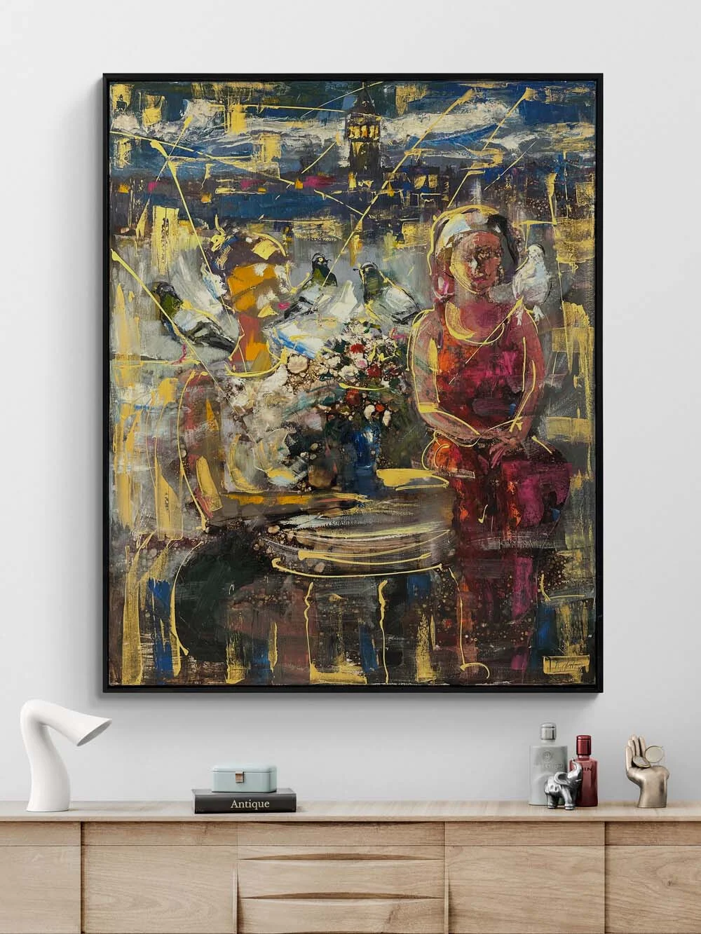 Boğazda Aşkın Silueti Yağlı Boya Tablosu