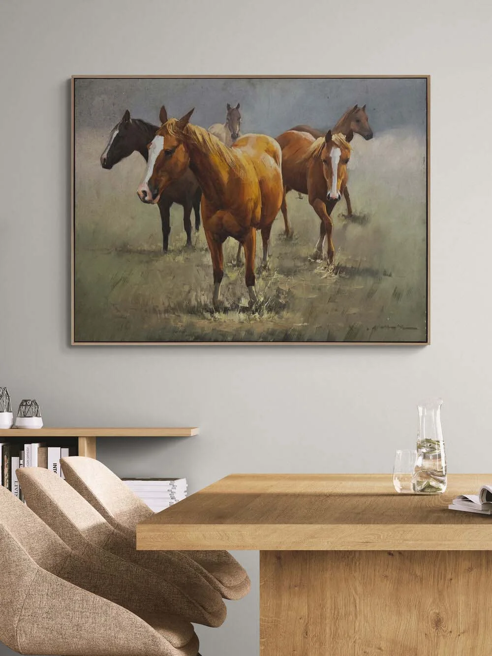 Bozkırın Özgür Atları Yağlı Boya Tablosu