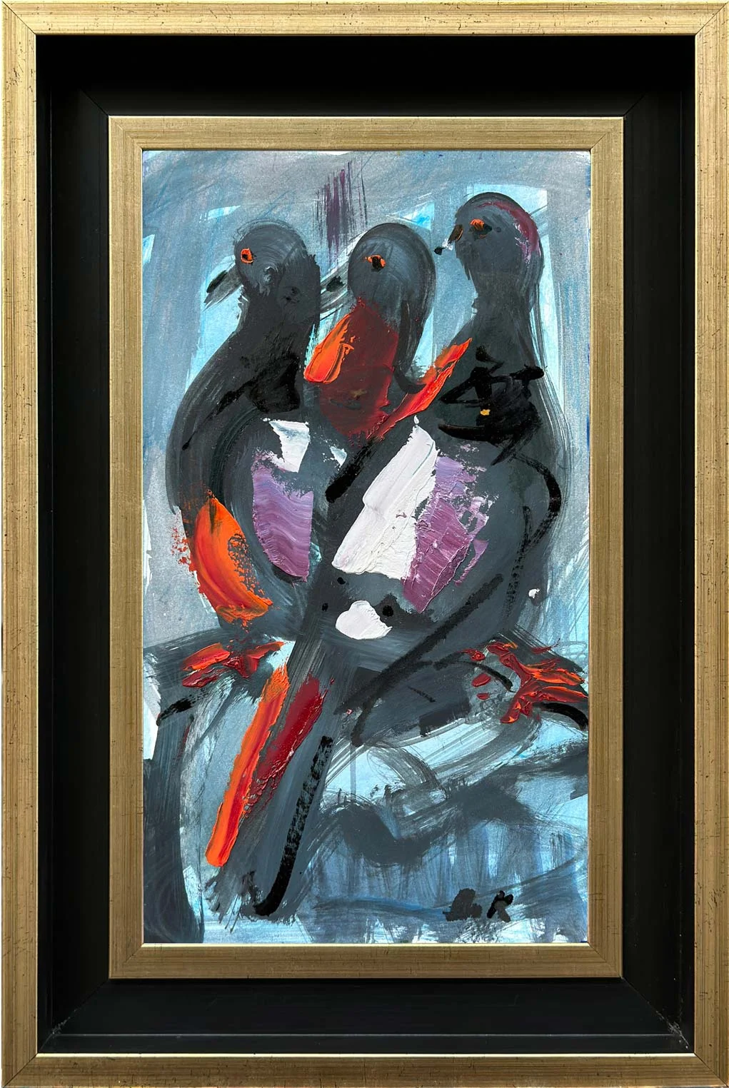 Pigeons Waiting Oil Painting