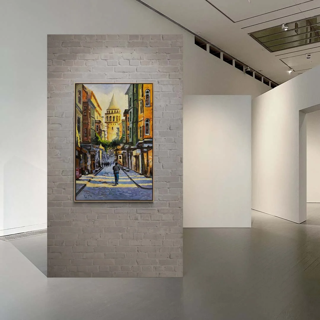 Şehrin İncisi Galata Kulesi Yağlı Boya Tablosu