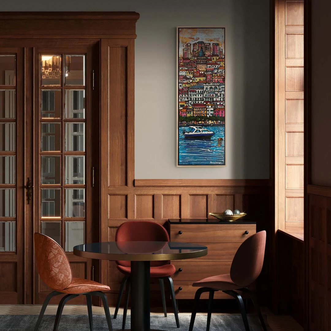 Boğazın Renkli Ritmi Yağlı Boya Tablosu