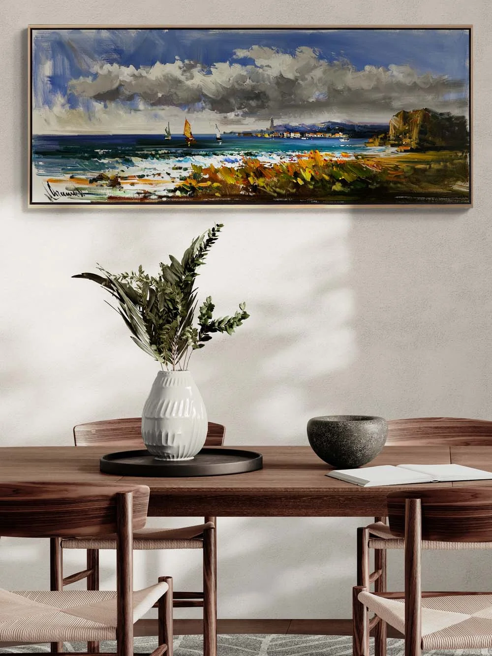 Yelkenlilerle Açık Deniz Yağlı Boya Tablosu