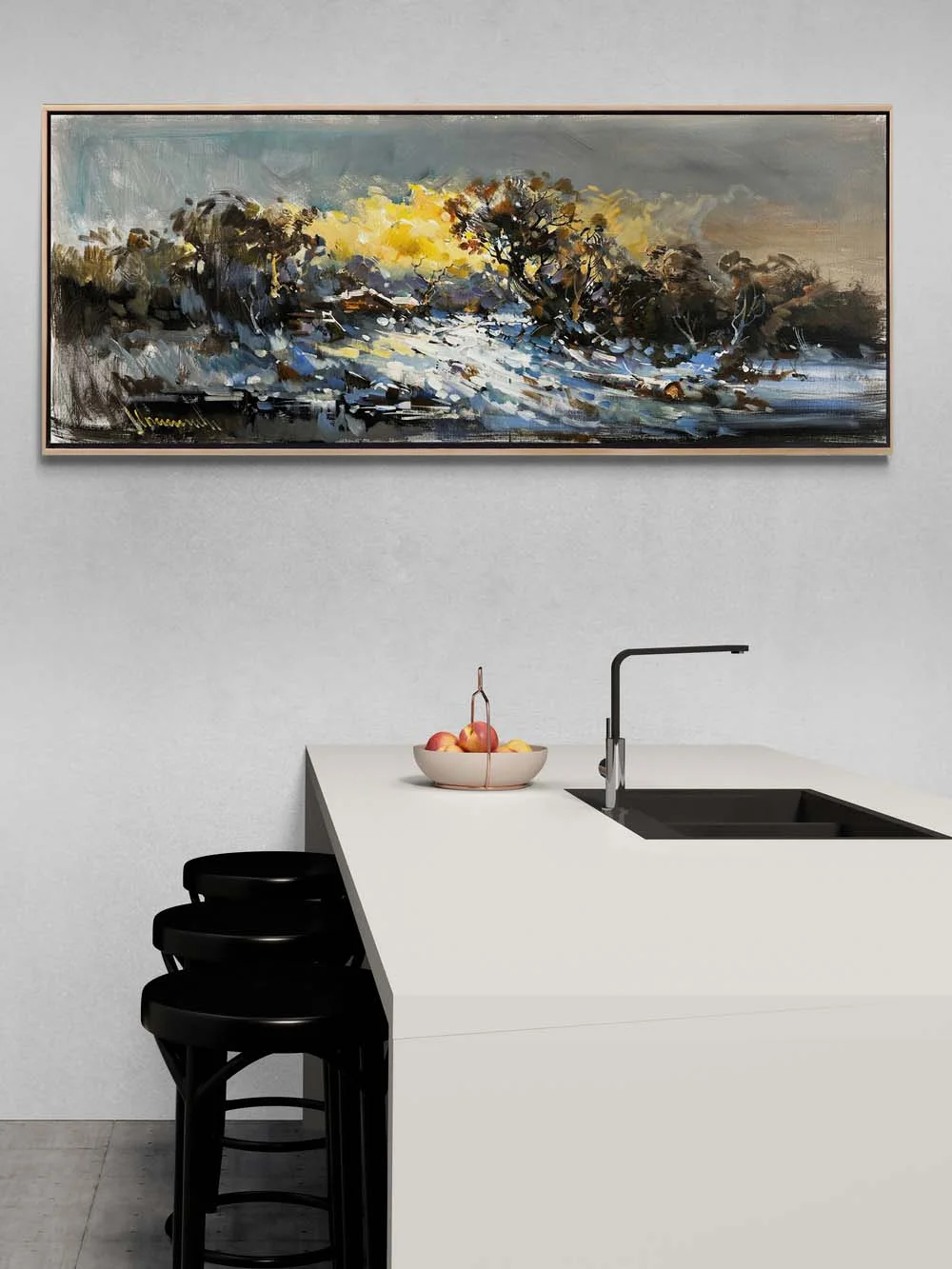 Karlarla Kaplı Tepeler Yağlı Boya Tablosu