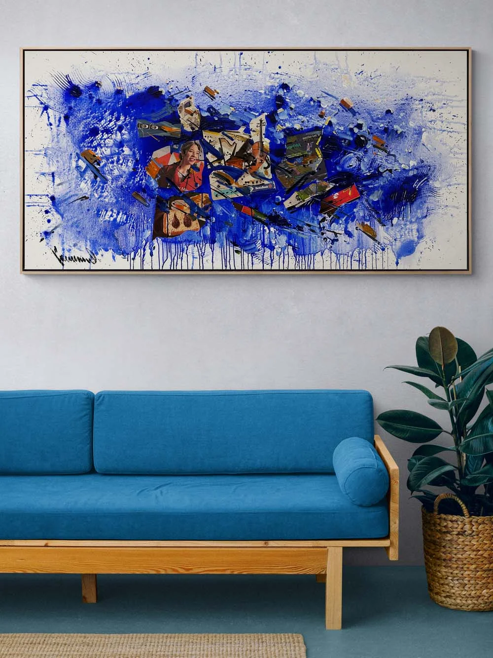 Gazete Sayfalarında Renkli İzler Yağlı Boya Tablosu