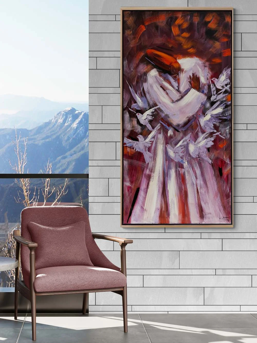 Semazen ve Güvercinler Yağlı Boya Tablosu