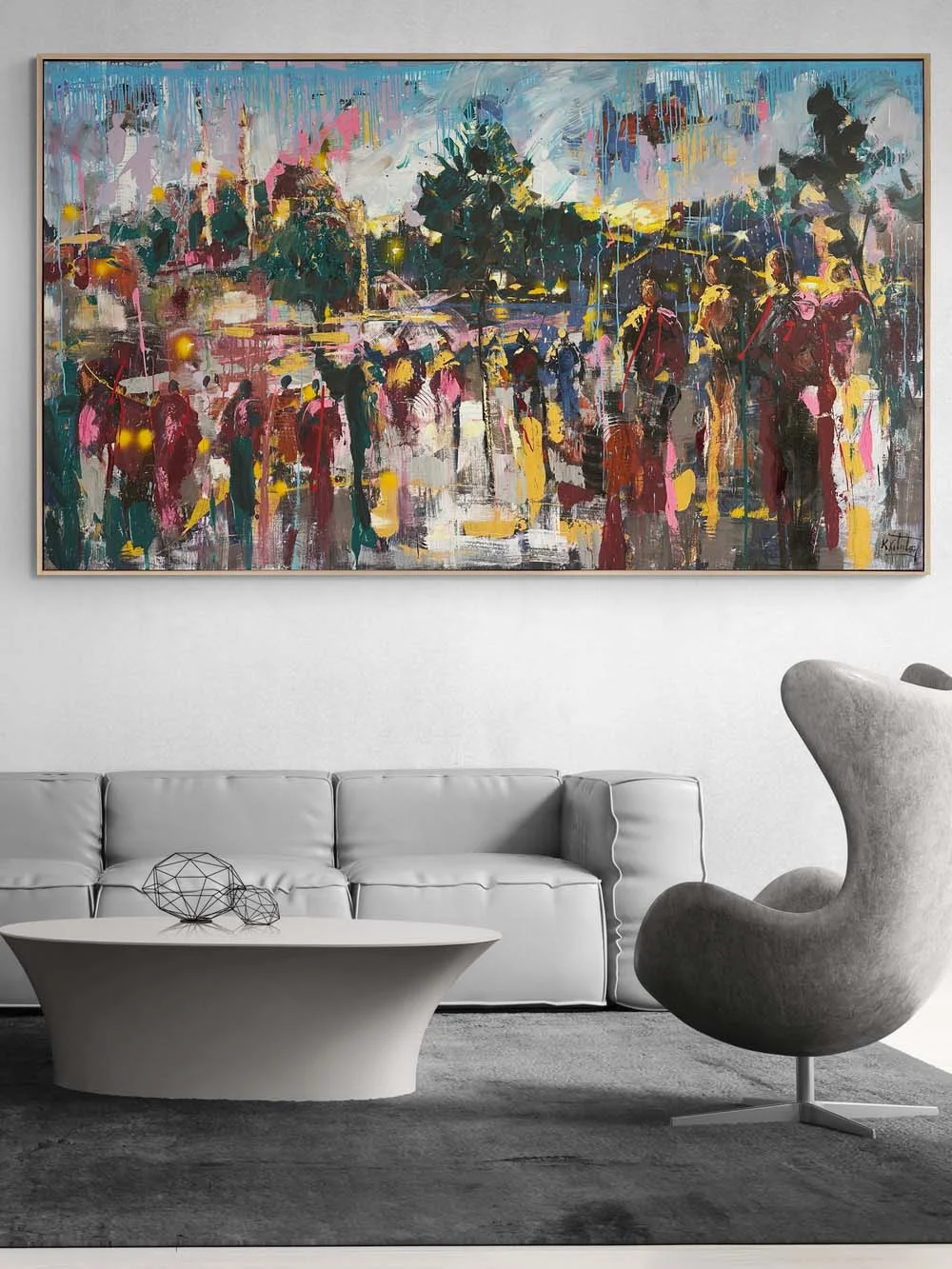 Ortaköyde Kalabalıklar Yağlı Boya Tablosu