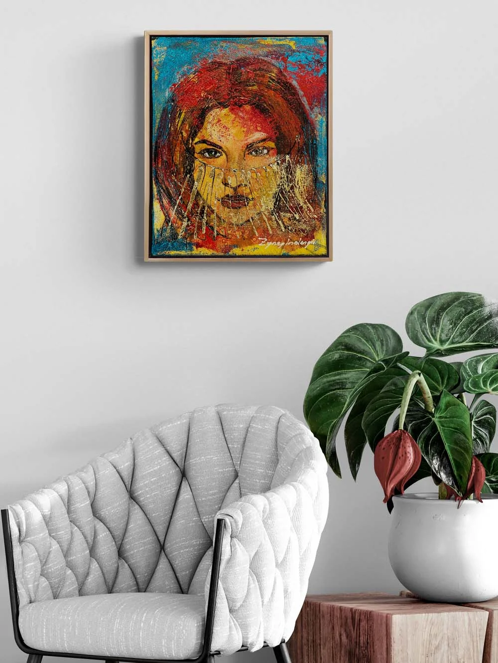 Peçenin Ardındaki Güzellik Yağlı Boya Tablosu