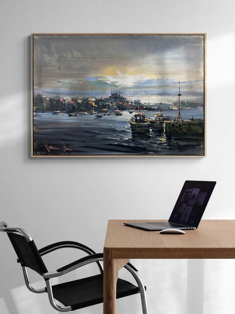 İstanbul Boğazında Bir Gün Yağlı Boya Tablosu