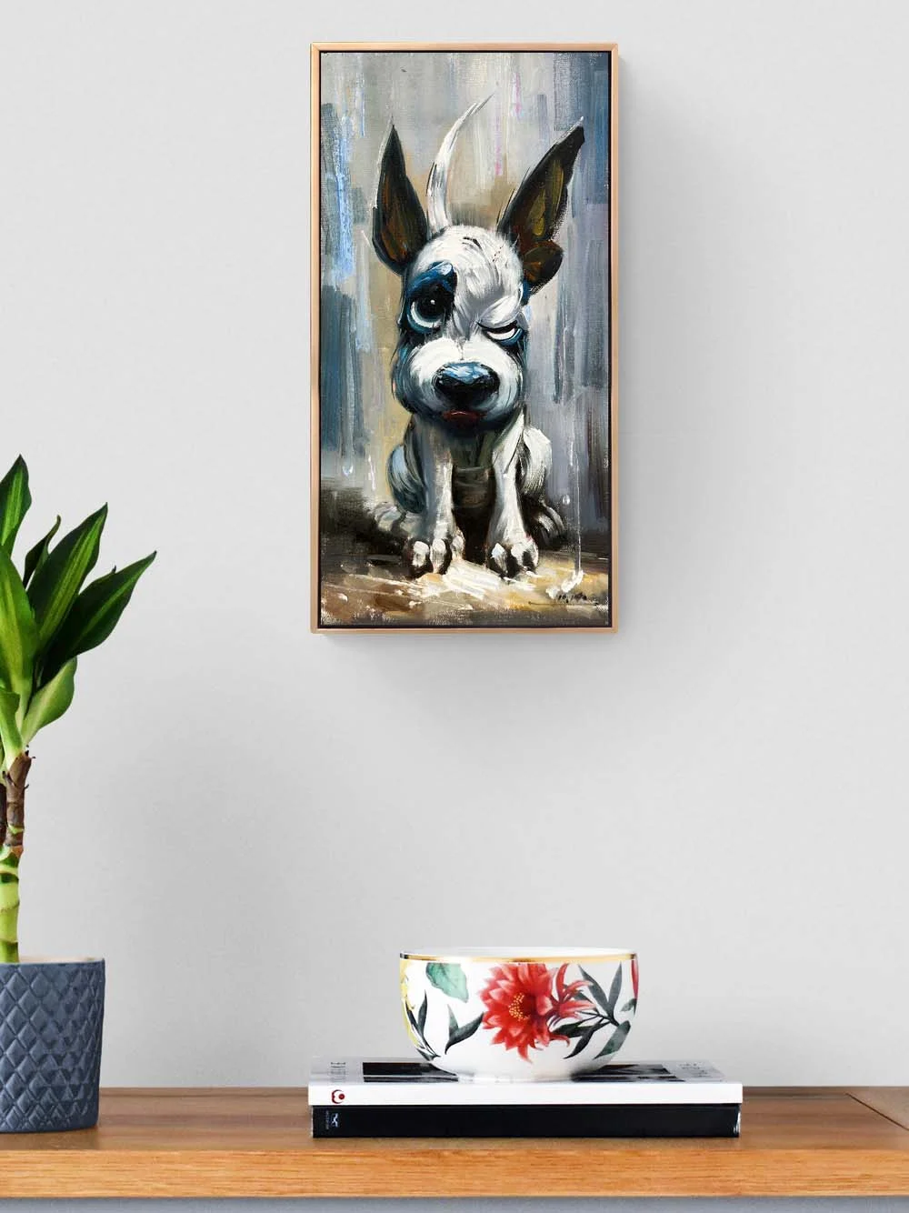 Cute White Dog Oil Painting