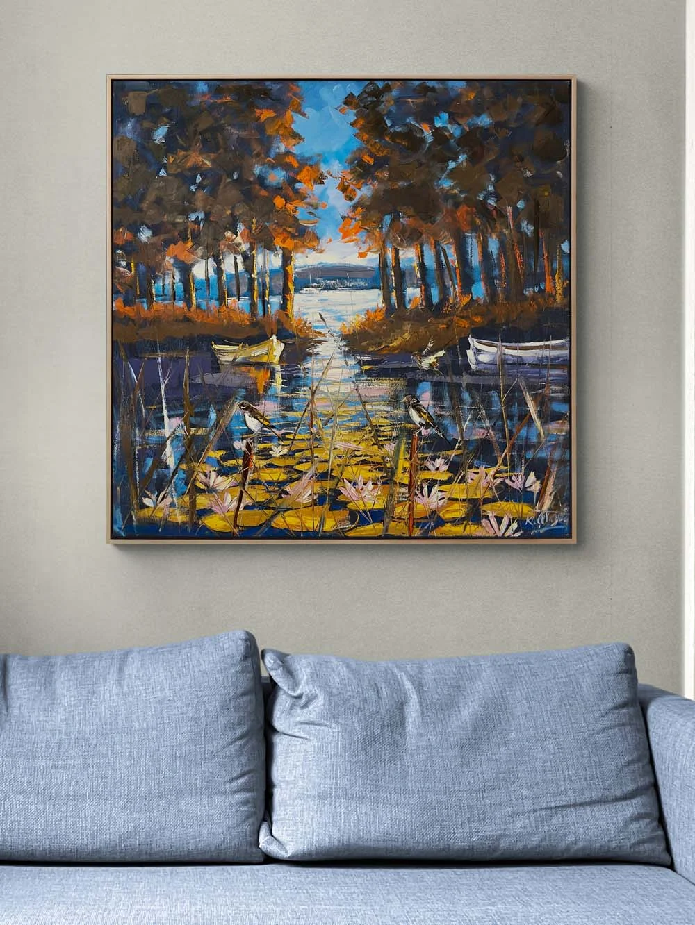 Nehirdeki Nilüferler Yağlı Boya Tablosu