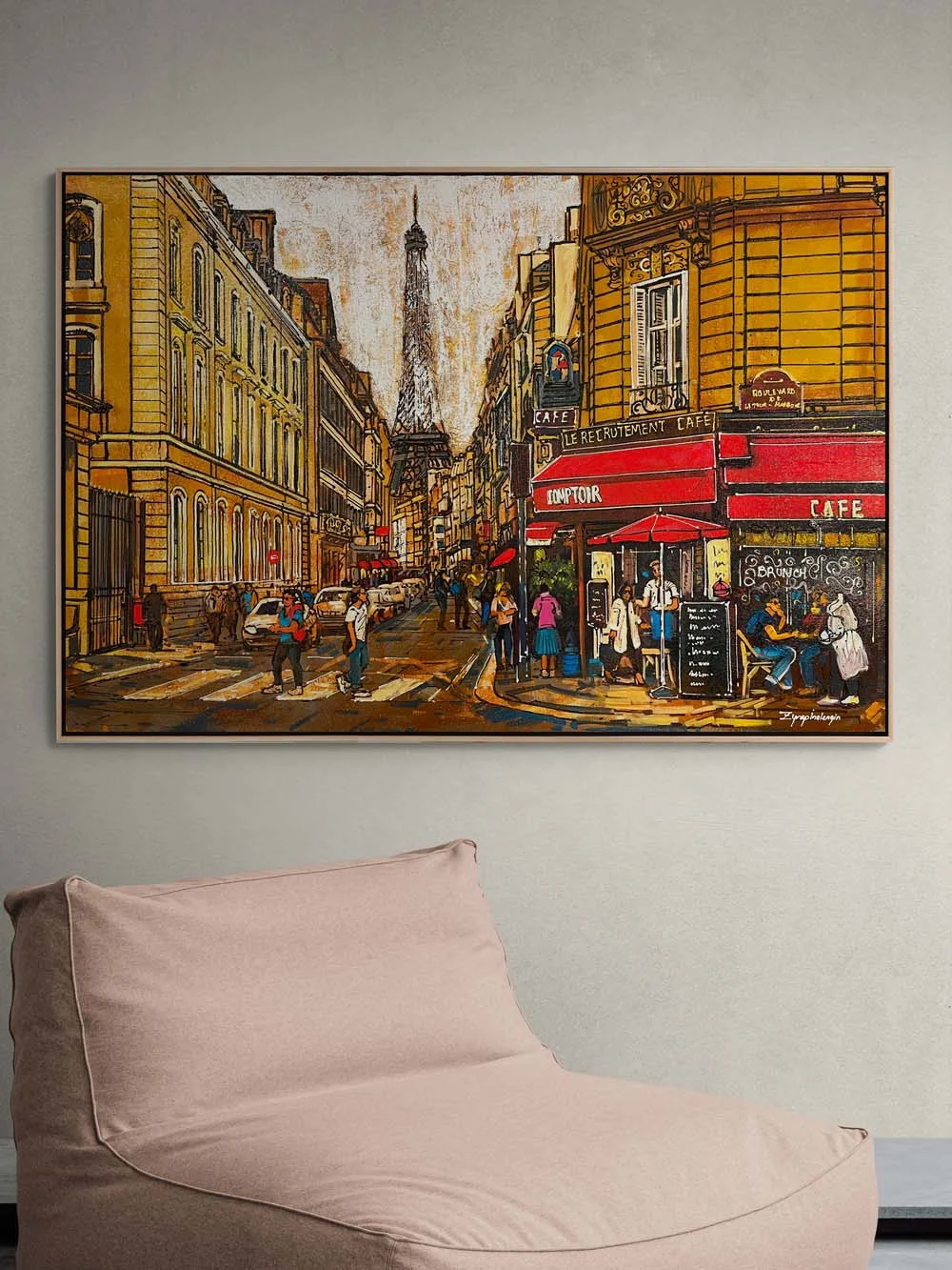 Parisde Cadde Işıkları Yağlı Boya Tablosu