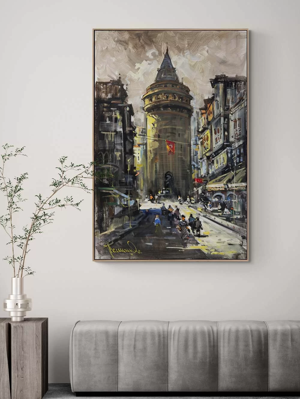 Old Streets of Galata Tower Oil Painting