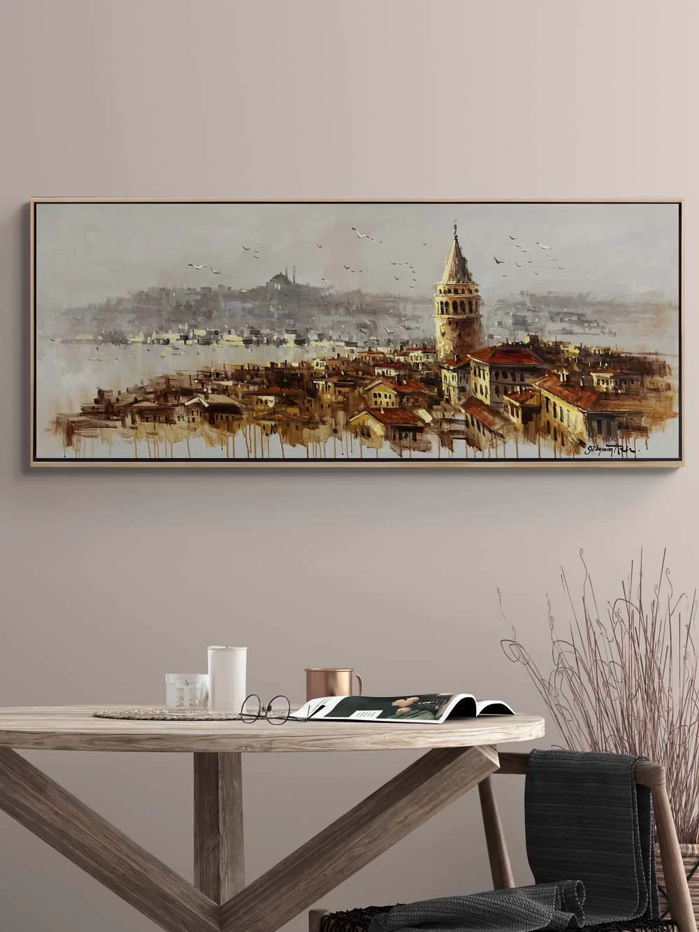 Watching Galata Tower Oil Painting