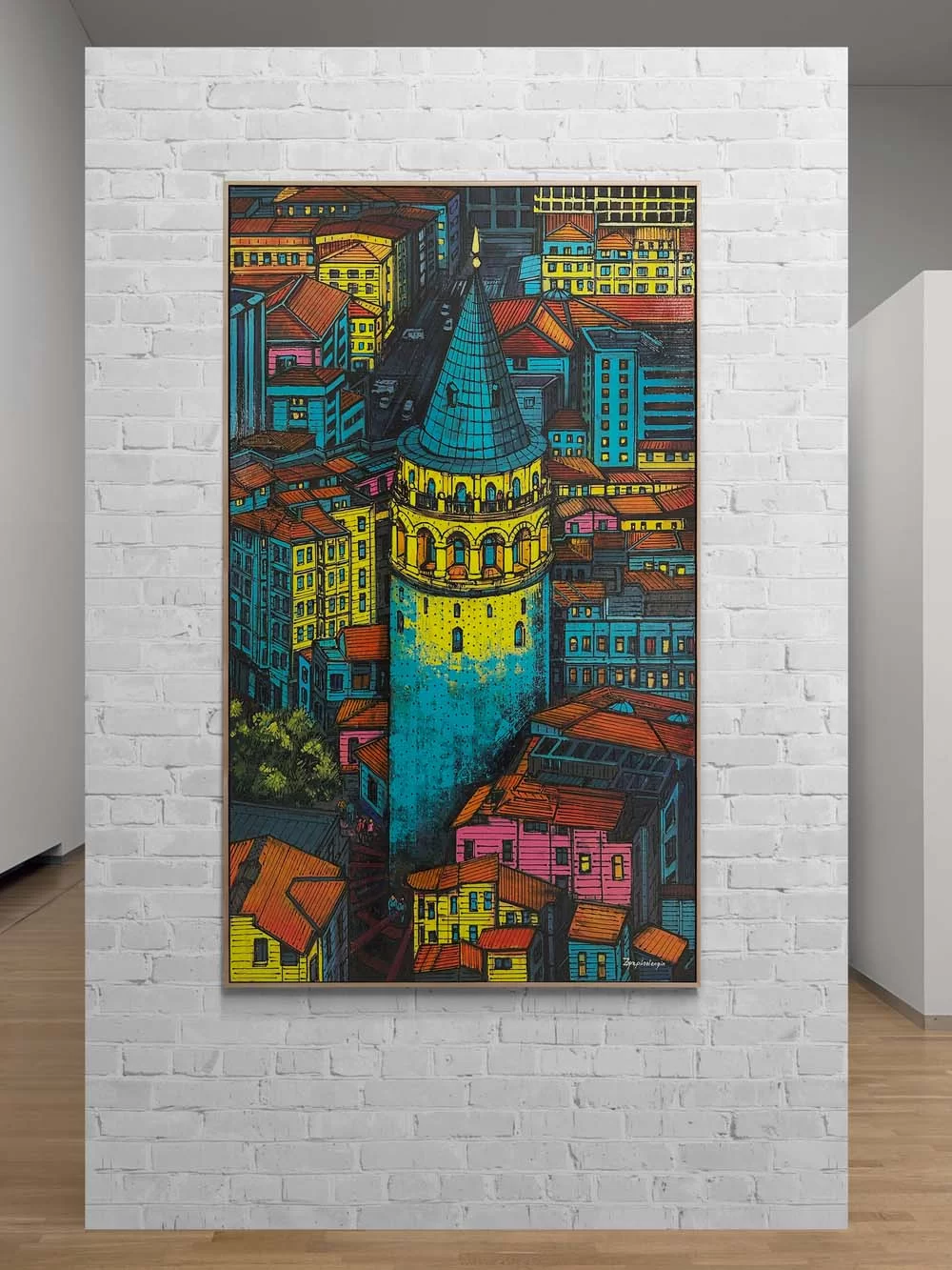 Galata Tower Blue Oil Painting