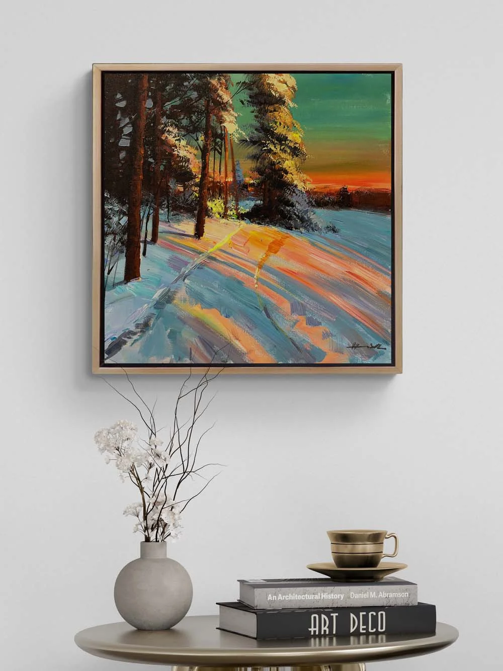 Winter Sunset Oil Painting