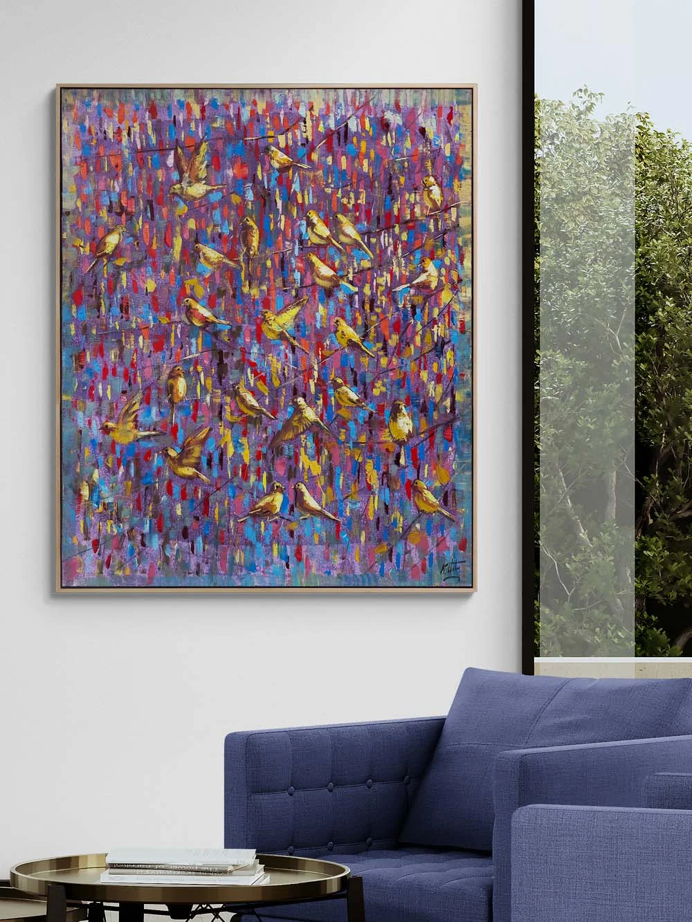 Altın Kuşlar Yağlı Boya Tablosu