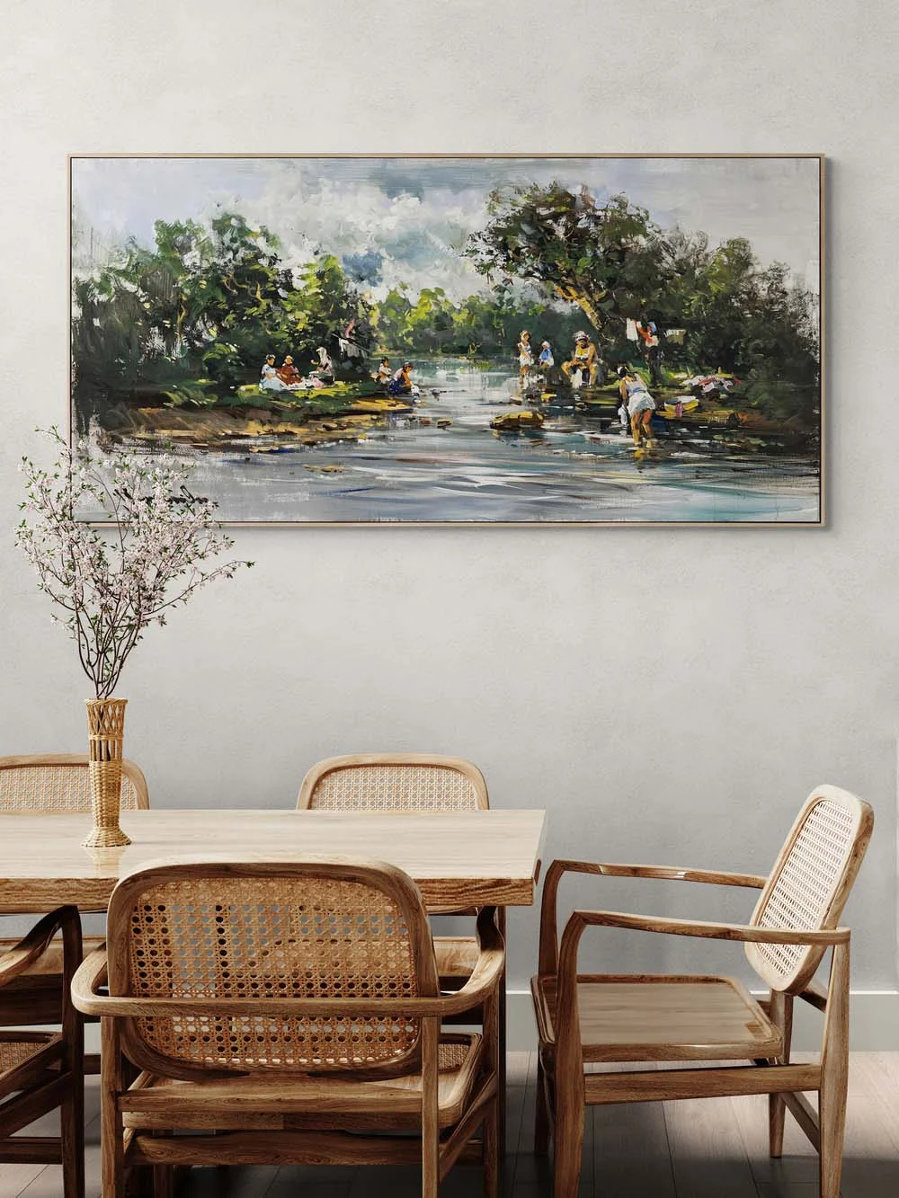 Nehrin Kıyısında Yağlı Boya Tablosu