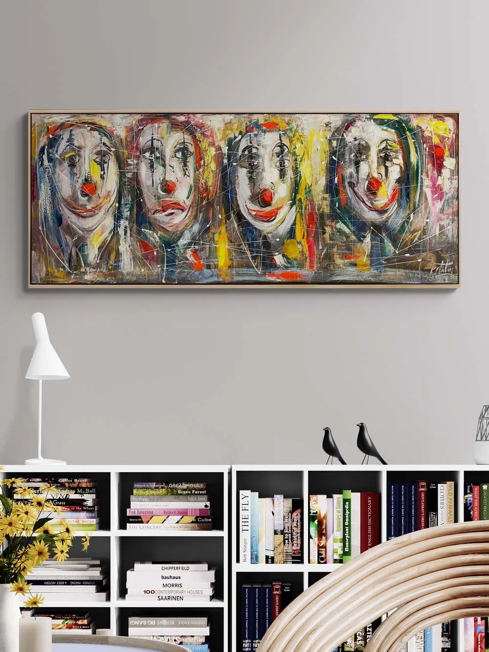 Palyaço Yüzleri Yağlı Boya Tablosu