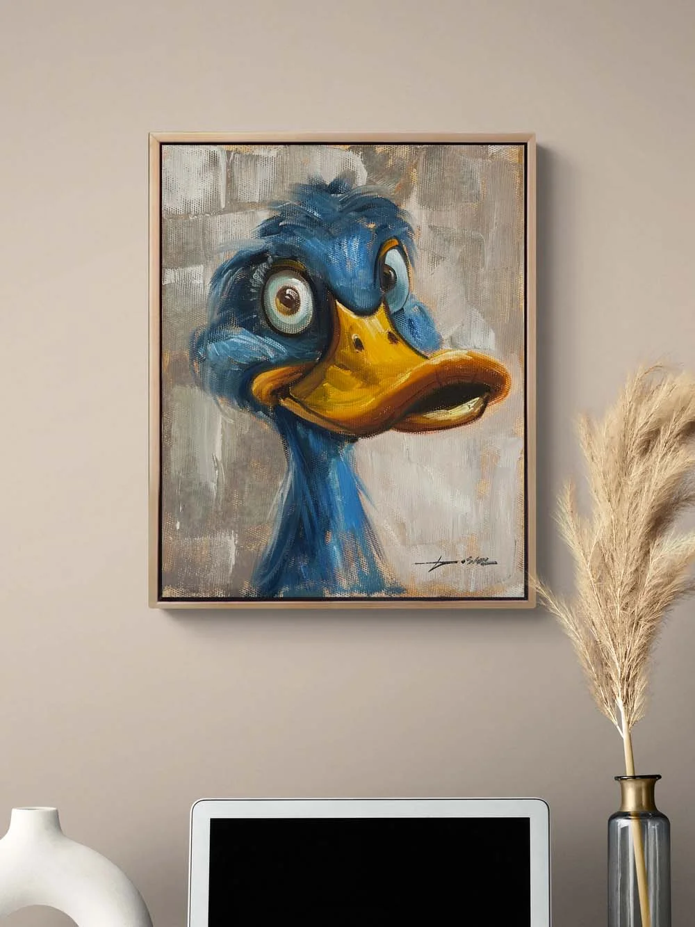 Şaşkın Ördek Yavrusu Yağlı Boya Tablosu