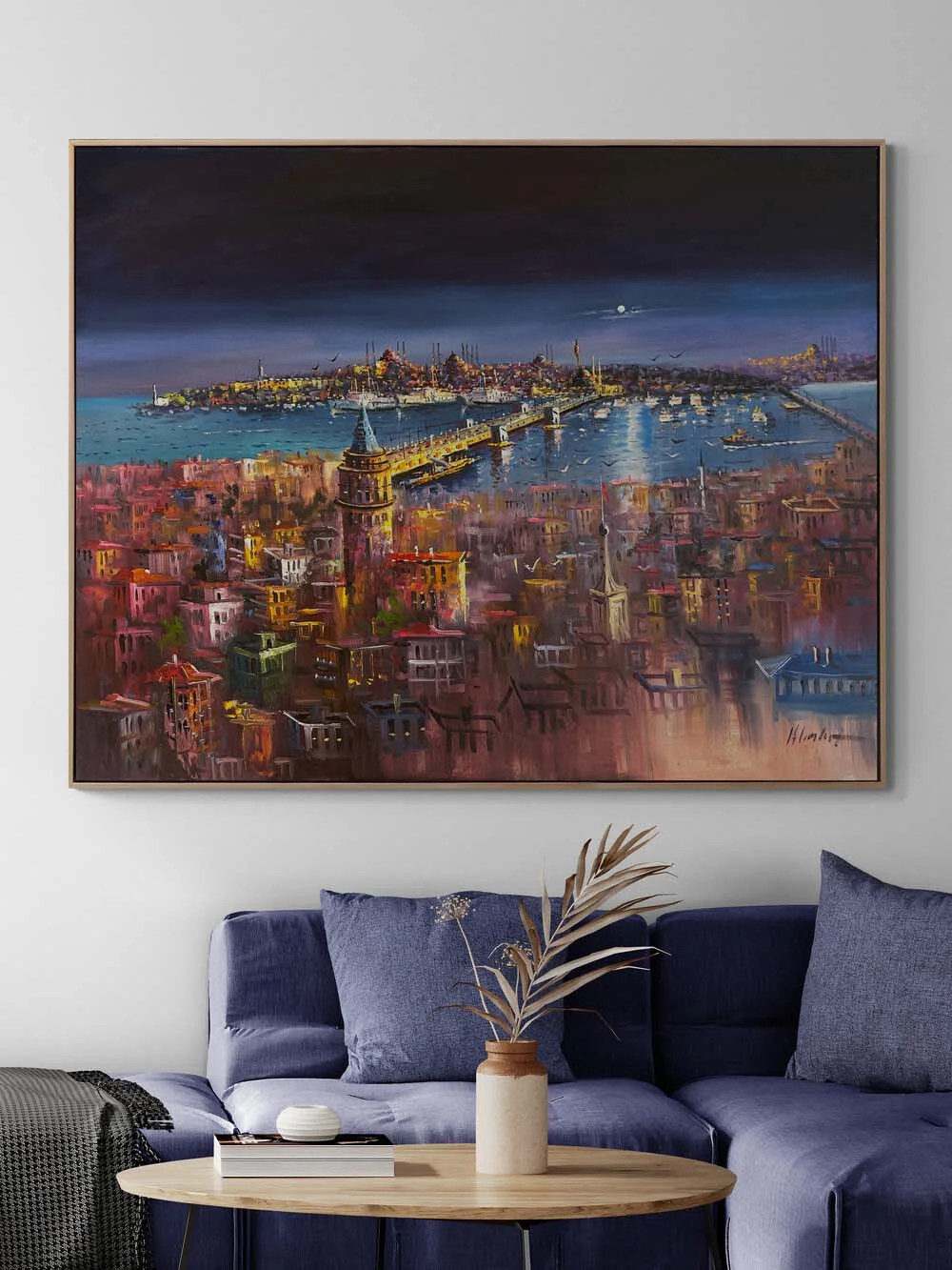 Night at the Istanbul Bosphorus Oil Painting