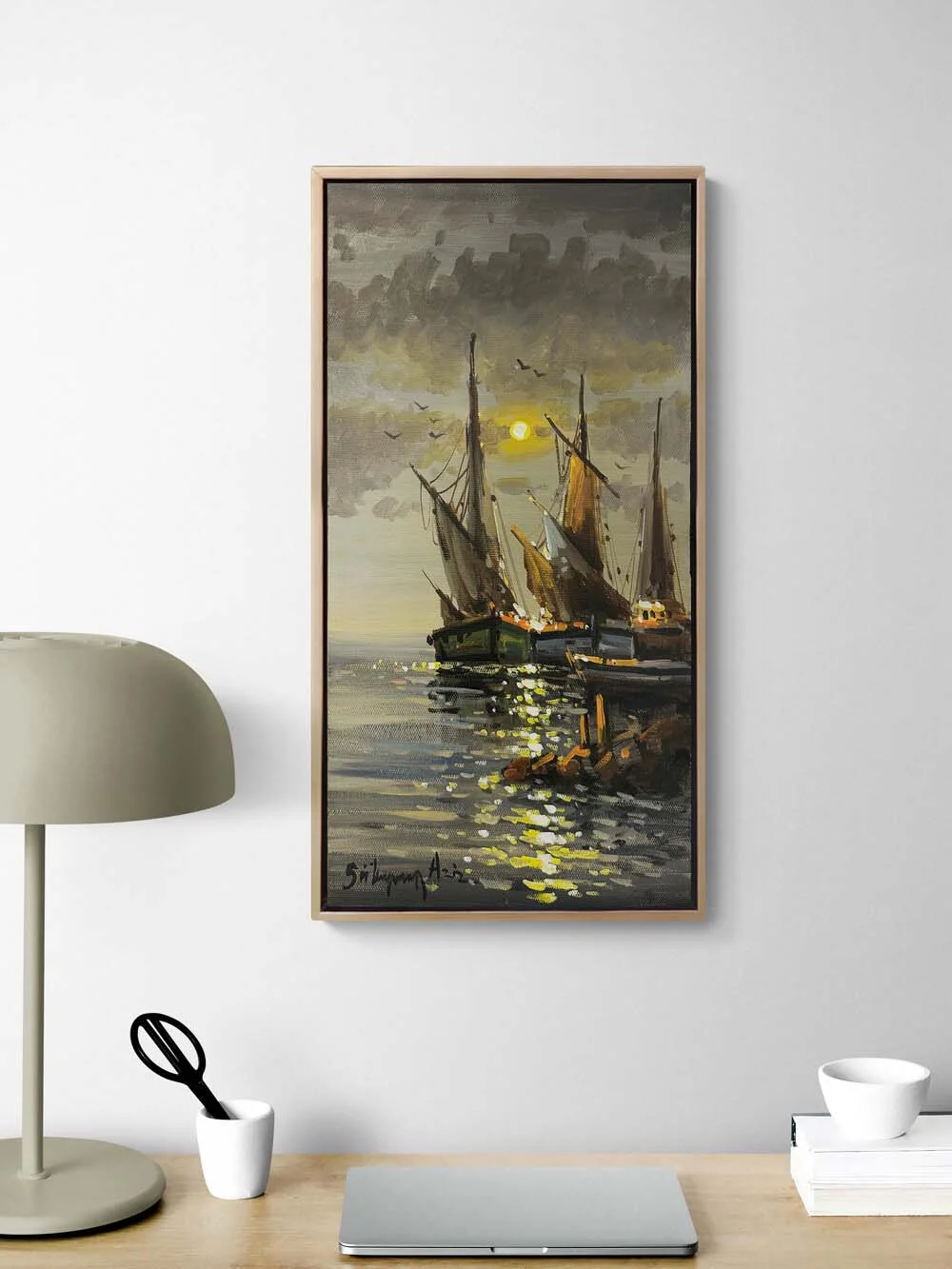 Yelkenlilerin Bekleyişi Yağlı Boya Tablosu