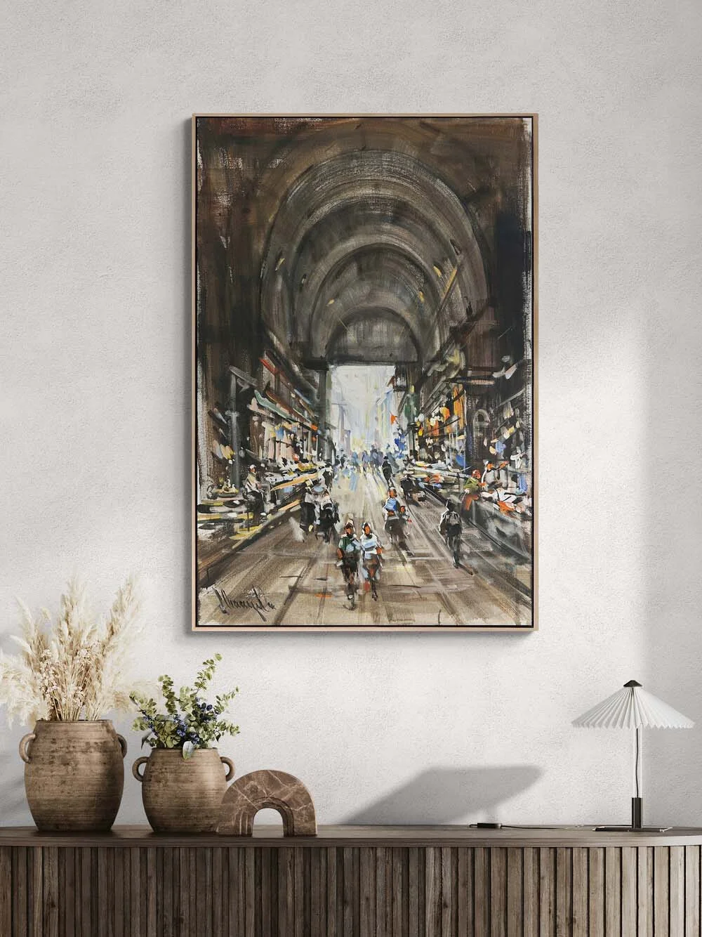 Eski Çarşıda Bir Gün Yağlı Boya Tablosu