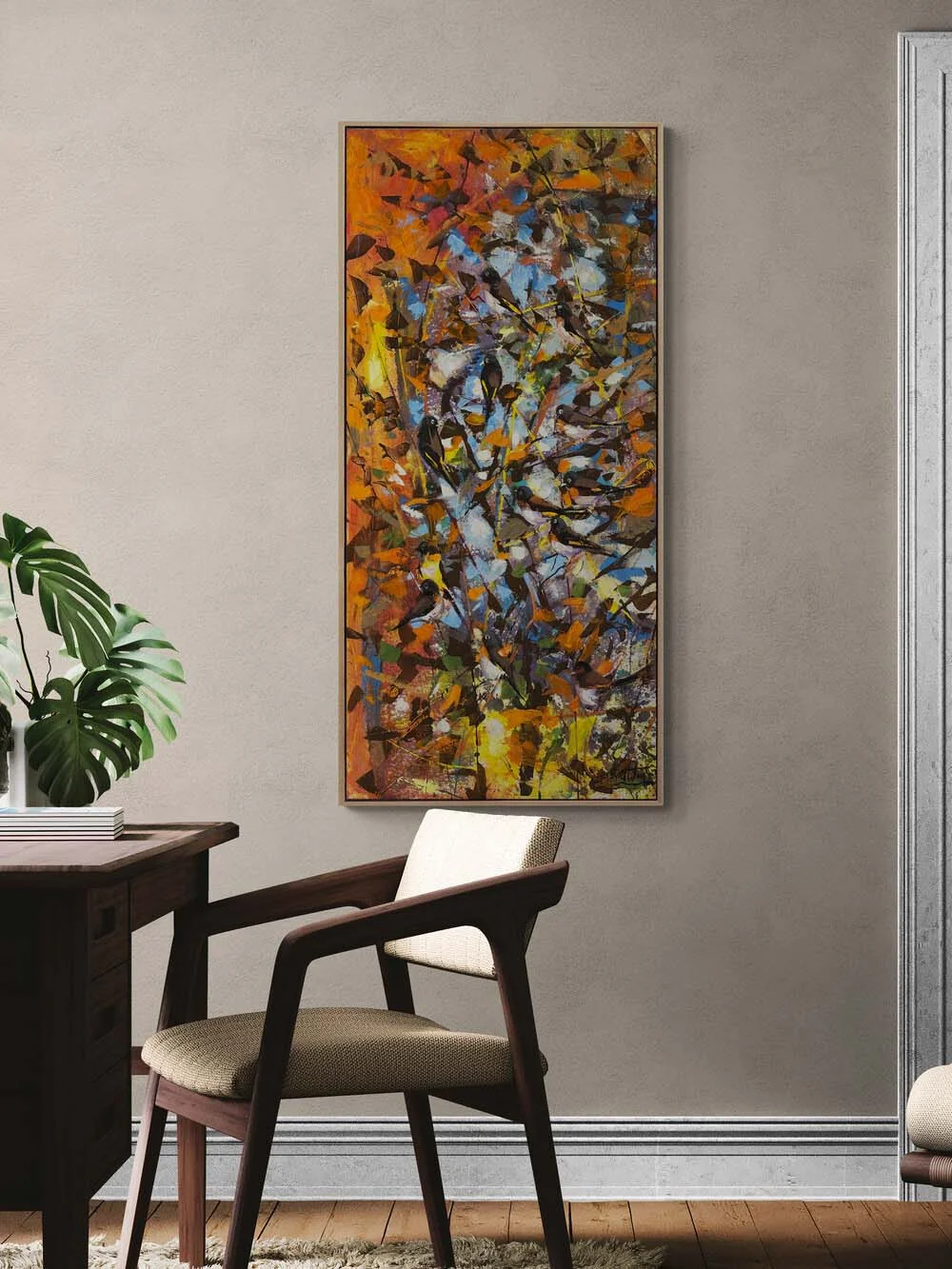 Behind the Golden Leaves Oil Painting