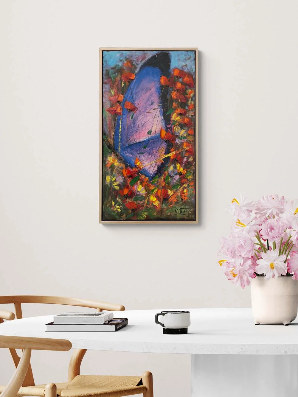 Mor Kelebeğin Rüyası Yağlı Boya Tablosu