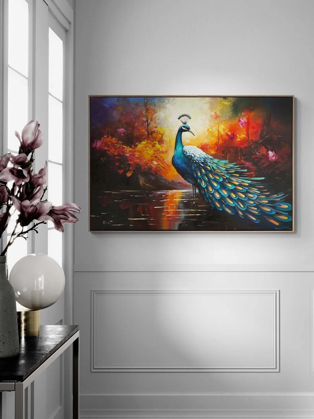 Tavus Kuşunun Aşkı Yağlı Boya Tablosu