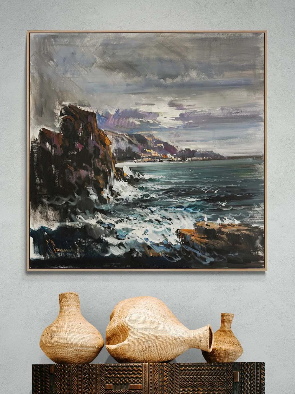 Mavinin Kıyısında Yağlı Boya Tablosu