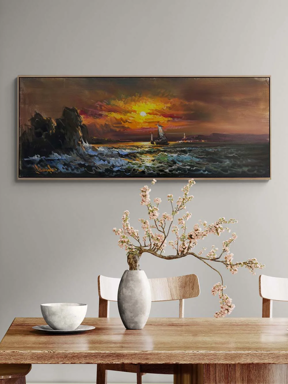 Horizonda Son Işıklar Yağlı Boya Tablosu